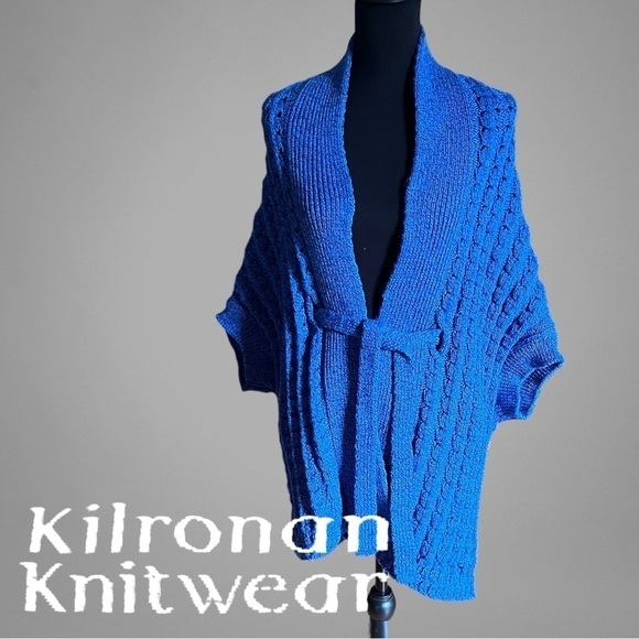 Kilronan Knitwear Cardigan Sweater Vest Womens Blue Open Front Merino Wool Sz L - Picture 2 of 7